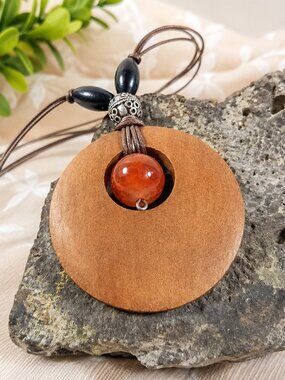 Handcrafted, One-of-a-kind, Earthy wooden pendant necklace